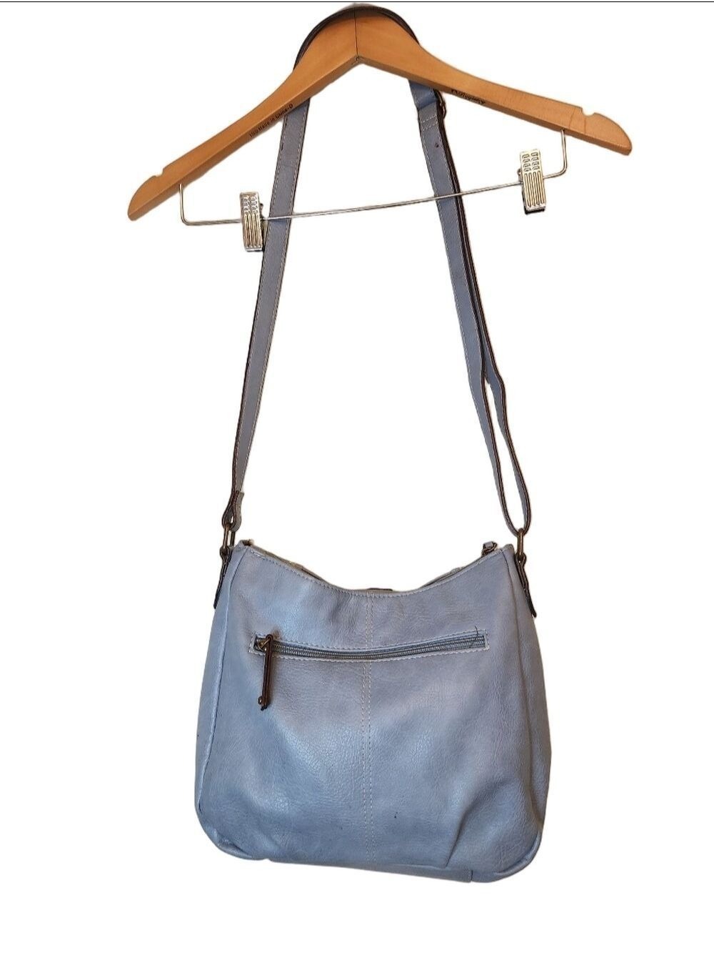 b.ø.c. Born Concept Cornflower Blue Faux Leather & Woven Straw Crossbody Bag - Picture 6 of 16